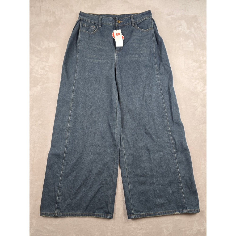 Cider Extra Wide Leg Jeans Womens Large Blue Denim High Waist‎ Pocket